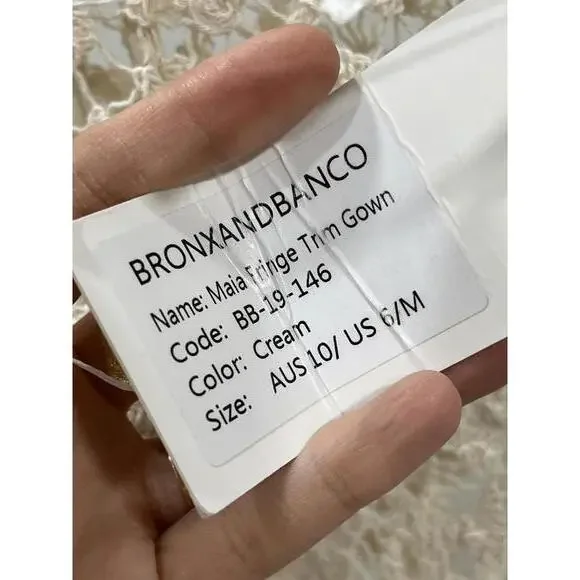 Bronx and Banco Maia Fringe Gown in Cream - Picture 6 of 9